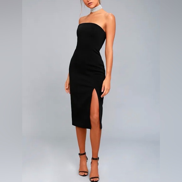 Lulu's | Finders Keepers Lucie Black Strapless Dress - Picture 2 of 14